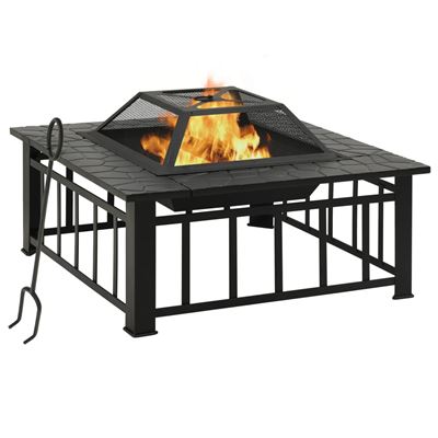 Brasero Vidaxl De Jardín Con Atizador Acero Xxl 81x81x47 Cm