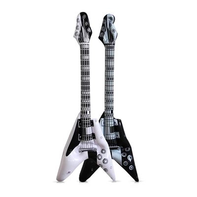 Guitarra Hinchable Estilo Eléctrica en V, 90cm, Blanco y negro