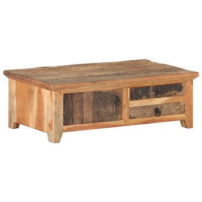 Vidaxl Marrón Mesa De Centro De Madera Maciza Reciclada 90X50x31cm