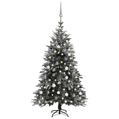 Árbol de Navidad vidaXL con LED, bolas y nieve flocada 150 cm PVC y PE