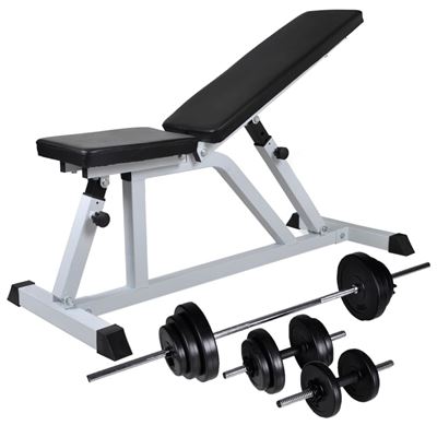 Banco De Musculación Con Pesas Y Mancuernas 30,5 Kg, Vidaxl