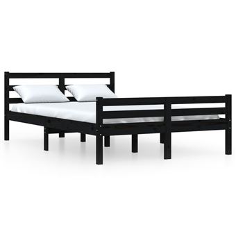Estructura de cama doble pequeña vidaXL madera maciza negra 120x190cm  18,1Kg, Camas plegables, Los mejores precios