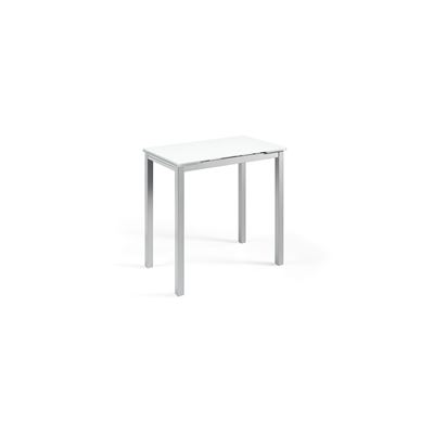 Momma Home Blanco Mesa De Cocina Extensible Calcuta De Cristal 100X60x76cm