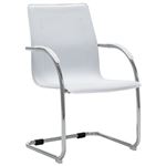 Silla de oficina vidaXL voladiza de cuero sintético blanco