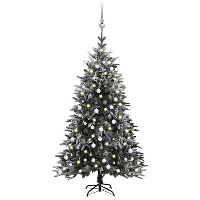 Árbol de Navidad vidaXL con LED, bolas y nieve flocada 240 cm PVC y PE