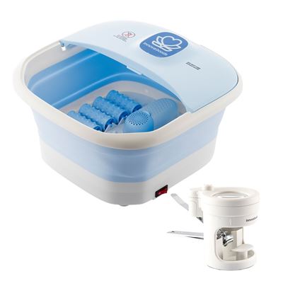 Pack Spa Para Pies Plegable Con Rodillos E Hidromasaje Y Cortaúñas Con Luz Led Lupa Y Lima Innovagoods