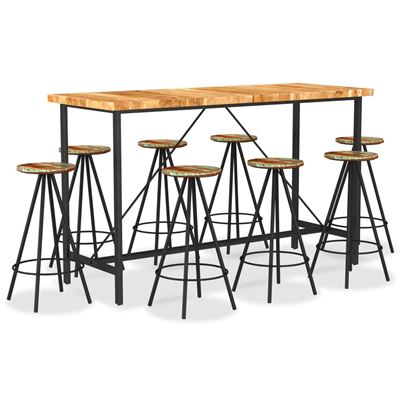 Vidaxl Muebles De Bar 9 Piezas Madera Maciza Acacia Y Madera Reciclada
