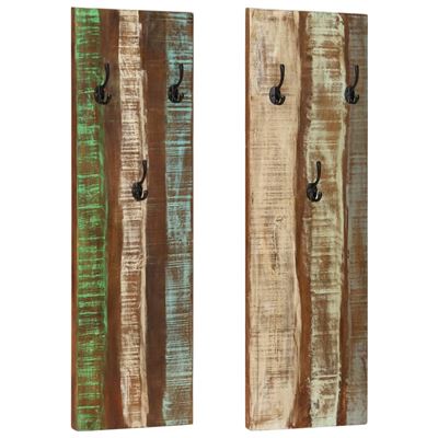 Vidaxl Percheros De Pared 2 Uds Madera Maciza Reciclada 36X3x110 Cm