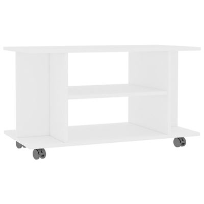 Mueble De Tv Vidaxl Con Ruedas Aglomerado Blanco 80x40x40