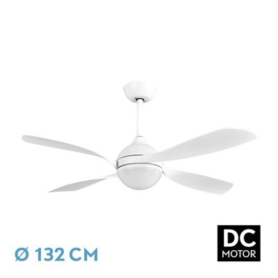 Ventilador De Techo Fabrilamp Led Livorno Regulable Con Control Remoto 30w 3cct 3250lm Ip20 Ø132cm Blanco