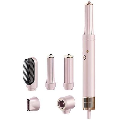Estación Profesional Belleza Capilar Iónica Dam 5 En 1: Secador, Rizador, Alisador 1300w Rosa Claro