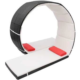 Chaise Lounge en Bucle Exterior Ratán Sintético Negra