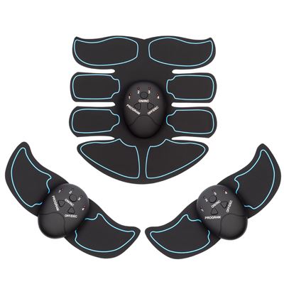 Estimulador Electrónico Y Masaje Ems Inteligente A81q. Para Abdominales, Brazos Y Piernas. Batería Recargable. Dam Negro