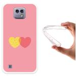 Funda LG X Cam, WoowCase [ LG X Cam ] Funda Silicona Gel Flexible Chic Style Corazón Oro y Rosa, Carcasa Case TPU Silicona