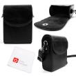 Bolso De Piel Negra Para Sony DSC - WX350 + Gamuza Limpiadora | Con Correa De Hombro Ajustable - Alta Calidad Por DURAGADGET