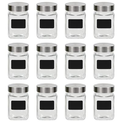 Tarros De Almacenaje Con Pegatina 12 Unidades 300 Ml Vidaxl