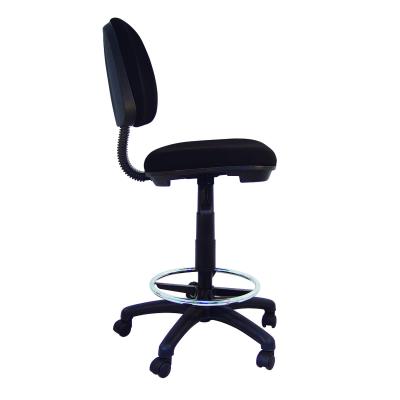 PIQUERAS Y CRESPO Modelo T12 CL - Taburete ergonómico giratorio y regulable en altura con aro reposapiés cromado (INCLUIDO) - Asiento y respaldo tapizados en tejido ARAN color negro