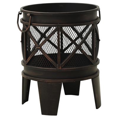 Brasero Vidaxl Rústico Con Atizador Acero F42x54 Cm