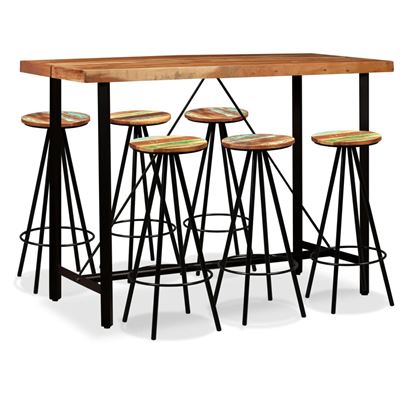 Vidaxl Set De Muebles De Bar 7 Piezas Madera De Acacia Y Reciclada