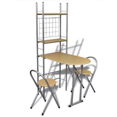 Vidaxl Juego De Muebles De Barra De Cocina Plegable 2 Sillas