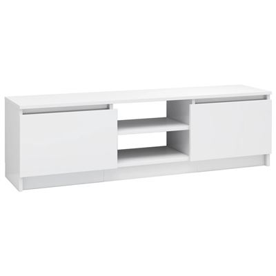 Mueble de TV vidaXL de aglomerado blanco brillante 120x30x35,5 cm