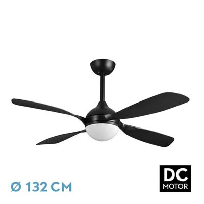 Ventilador De Techo Fabrilamp Led Livorno Regulable Con Control Remoto 30w 3cct 3250lm Ip20 Ø132cm Negro