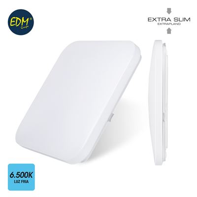 Aplique Superficie Led Extraplano 12w 840 Lumen 6.400k Cuadrado 28x28x6,3cmedm