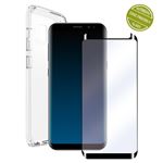 Pack Samsung Galaxy S9 Funda Cristal Soft Transparente + Protector pantalla vidrio templado curvo case friendly
