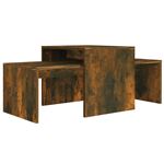 Set mesas centro vidaXL madera contrachapada roble ahumado 100x48x40cm