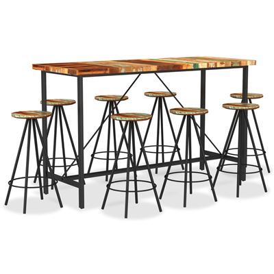 Vidaxl Set De Muebles De Bar 9 Piezas Madera Maciza Reciclada