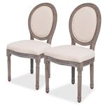 Sillas de comedor vidaXL 2 unidades tela color crema