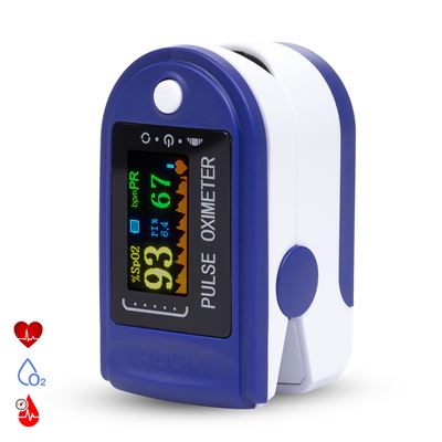 Pulsómetro Digital Con Monitor Cardiaco Inalámbrico, Oxímetro Y Pantalla A Color Dam Blanco Azul