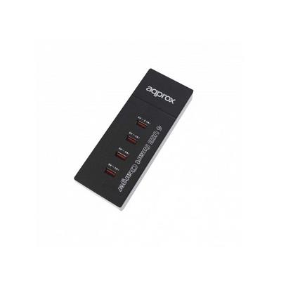 Cargador Approx Para red Domestica a USB 4 Puertos 5v Color Negro