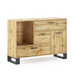 Aparador Skraut Home madera negro 120x40x86 cm para o comedor 86 120 40 buffet con 1 puerta 3 cajones modelo loft resistente acabado