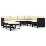 Set de muebles de jardín 8 piezas y cojines vidaXL ratán sintético negro