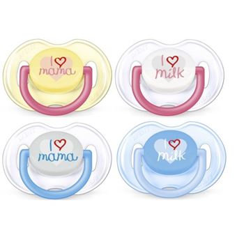 Philips Avent Pack 2 Chupetes I love mama/I love milk 0-6m (varios colores)