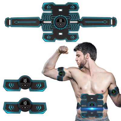 Estimulador Electrónico Y Masaje Ems Inteligente O88q. Para Abdominales, Brazos Y Piernas. Batería Recargable. Dam Negro