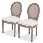 Sillas de comedor vidaXL 2 unidades tela color crema
