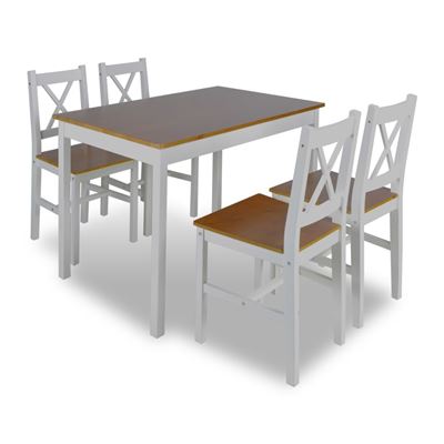 Vidaxl Marrón/Blanco Juego De Muebles De Comedor 5 Piezas Y - Imagen 2