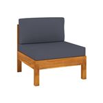 Sofá central 2 piezas cojines vidaXL gris oscuro madera de acacia