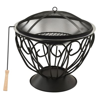 Brasero Vidaxl Y Barbacoa 2 En 1 Atizador Acero Inoxidable 59x59x60 Cm