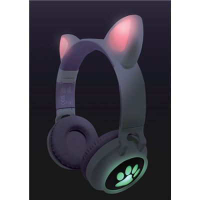 Auriculares inalámbricos de audio Bluetooth con orejas de gato con luz LED,  Violeta - Auriculares por infrarrojos - Los mejores precios