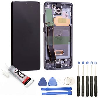 Vidrio táctil+ Pantalla LCD en marco compatible con Samsung Galaxy S20 SM-G980F GH82-22131A talla 6.2"" Gris Cósmico +herramientas + Pegamento B7000 - 1