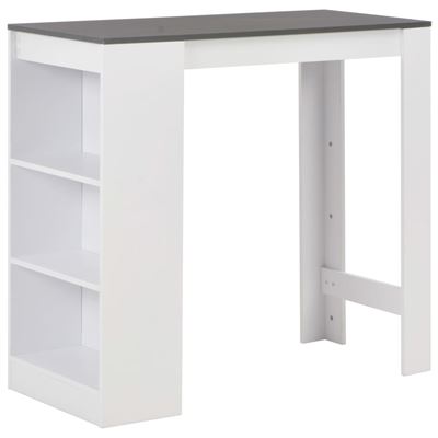 Vidaxl Blanco/Gris Mesa De Bar Con Estantería Con Superficie 110X50x103 Cm