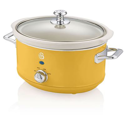 Olla Cocción Lenta 3,5l Swan Sf17021yelneu Recipiente Extraíble Antiadherente Cerámica Libre Pfoa Vintage Amarillo