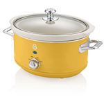 Olla Cocción Lenta 3,5L Swan SF17021YELNEU Recipiente Extraíble Antiadherente Cerámica Libre PFOA Vintage Amarillo