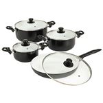 Batería de cocina 8 piezas aluminio negro vidaXL