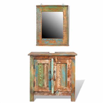 Mueble de baño vidaLX, Madera reciclada con espejo