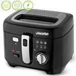 Freidora Eléctrica Compacta, Capacidad 2,5 L, Cubeta Desmontable Lavable Antiadherente, Libre BPA Mesko MS 4908 1800W Negro