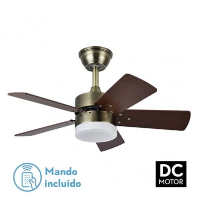 Ventilador De Techo Fabrilamp Led Marta Regulable Con Control Remoto 36w 3cct 3060lm Ip20 Ø76cm Cuero Y Nogal